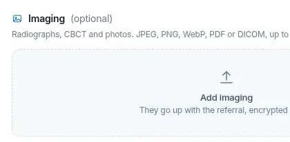 Detail of the imaging upload area of the referral form